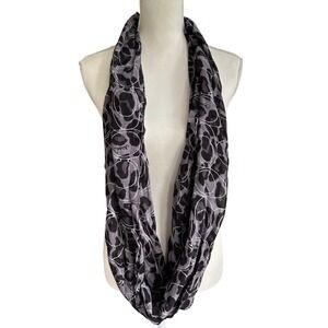 Y2K Coach Women's Leopard Print Black Grey Logo Infinity Scarf‎